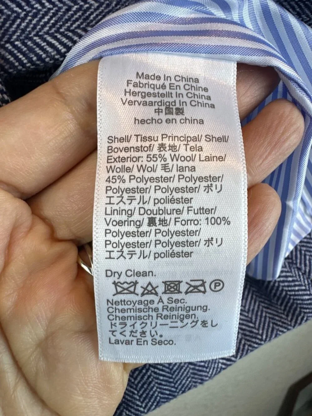 J.Crew Blue Herringbone Wool Blend Blazer Size 4 Gold Button Tailored Jacket - Picture 9 of 11